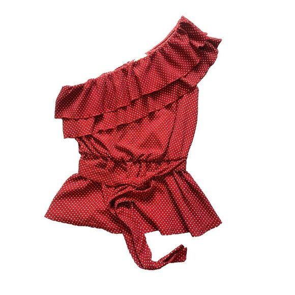 Anthropologie Tops - Anthropologie Maeve Shirt‎ Womens Medium Ruffled Trim Belted One Shoulder Blouse